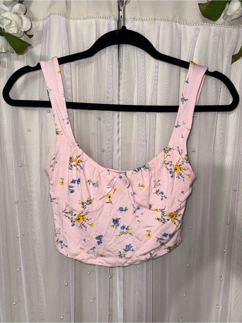 New Pink Floral Crop Top